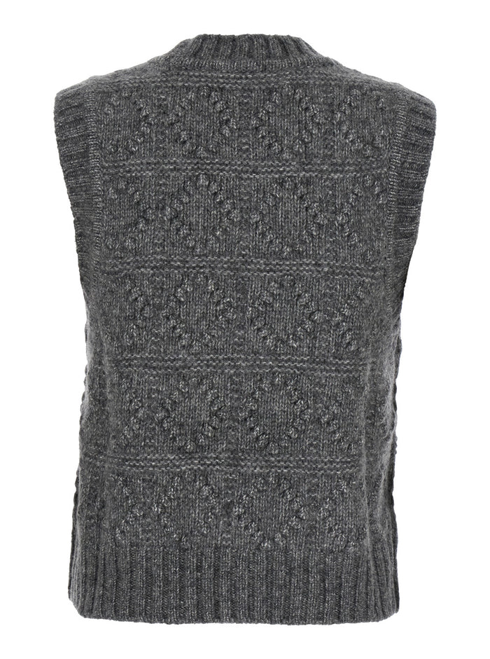 Bubble Grey Sleeveless Vest With Logo Lettering On The Front Wool Blend Woman Cotton Blazers