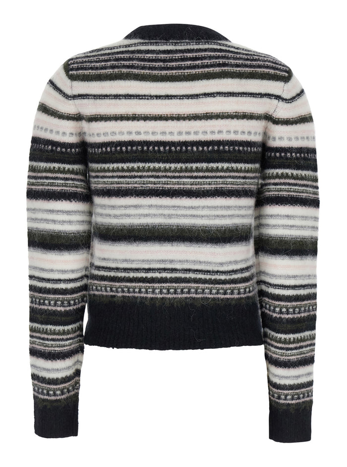 Multicolor Crewneck Sweater With All-Over Striped Motif Wool Blend Woman Jersey