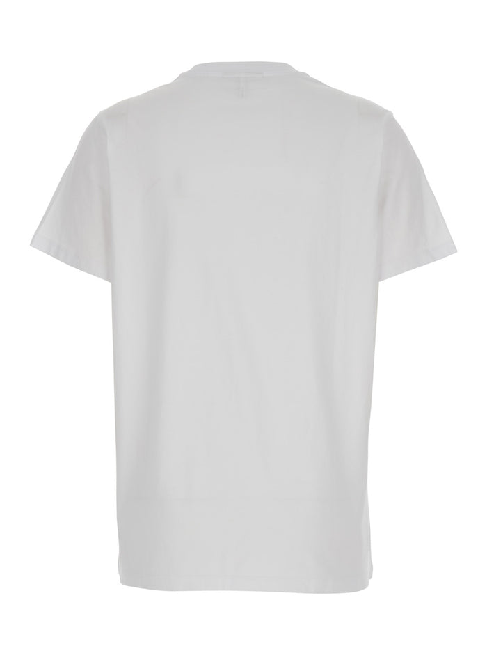 White T-Shirt With Love Cats Ganni Print Jersey Woman Tshirts And Polo Shirts
