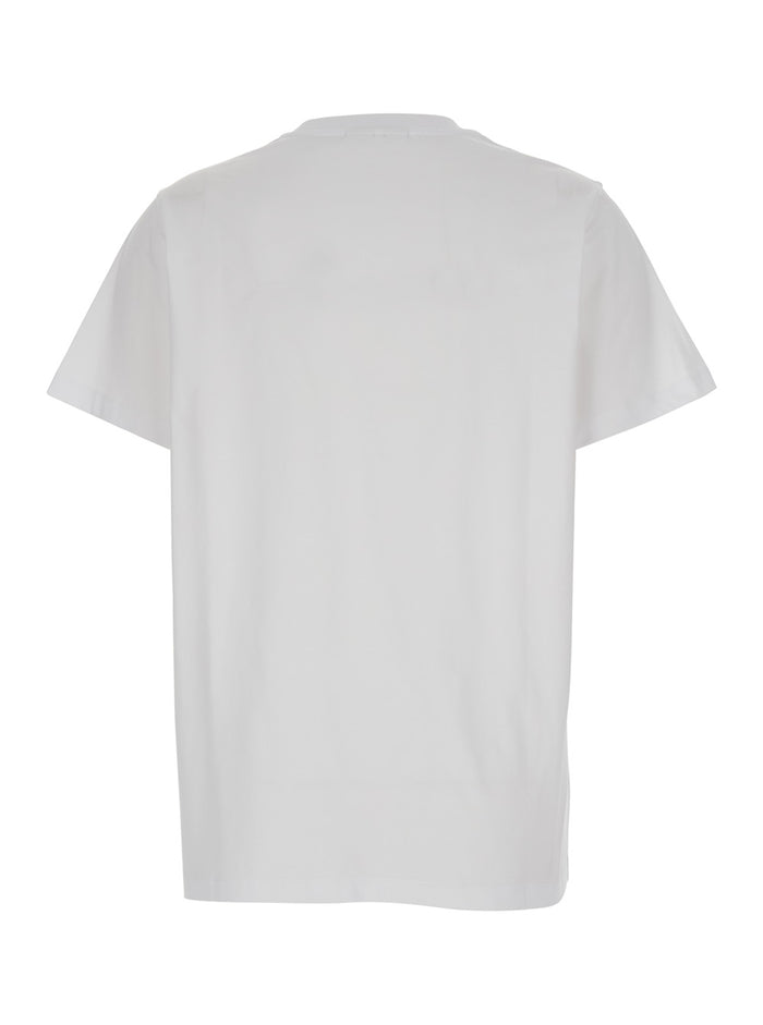 White T-Shirt With Ganni Cocktail Print Jersey Woman Tshirts And Polo Shirts