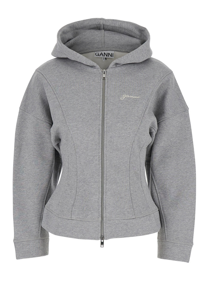 Heavy Fleece Zip Hoodie Grey Organic Cotton Sweatshirts