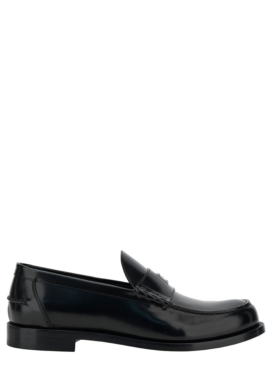 Black Leather Loafers With 4g Detail Bull