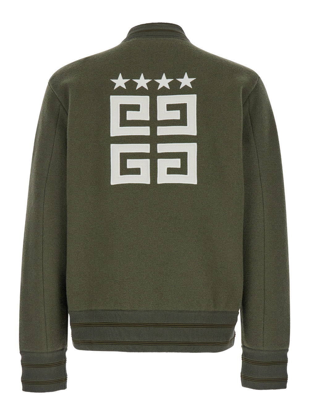 Green Sweatshirt with Bomber Collar and 4G Logo in Wool Man Outerwear