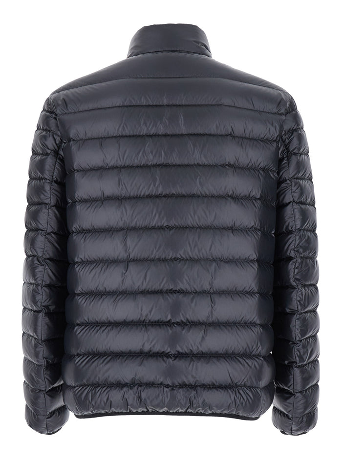 Black High Neck Down Jacket with Logo Detail in Tech Fabric Man Polyamide