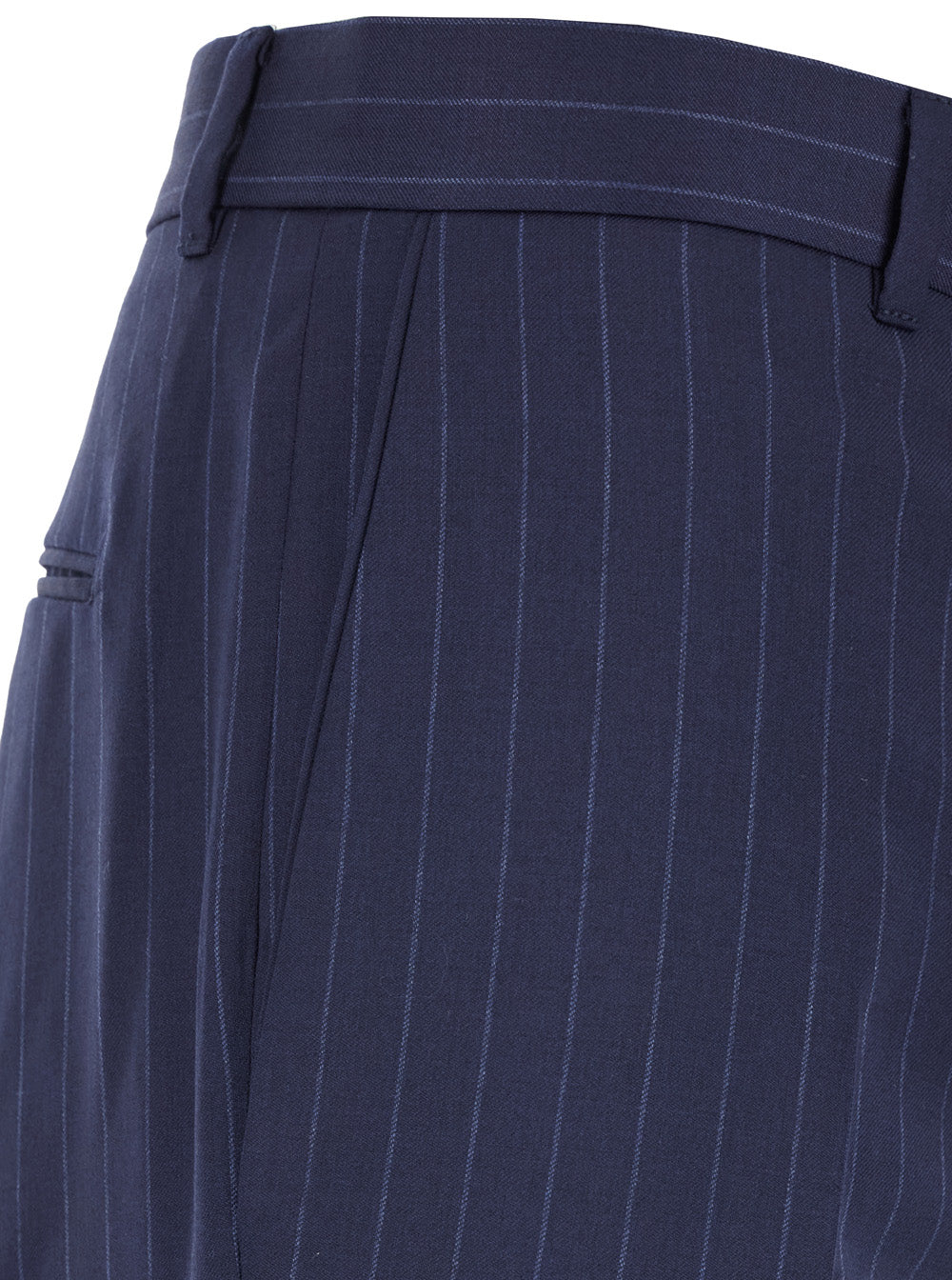 Blue Flared Pants with High Waist in Wool Man Blu Virgin Trousers