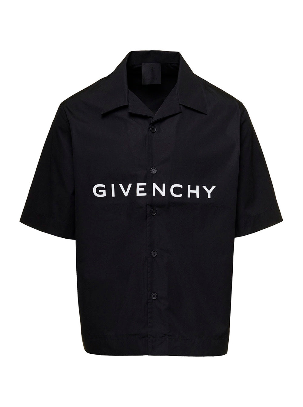 Black Hawaii Shirt With Contrasting Lettering Cotton Man Givenchy And Blouses