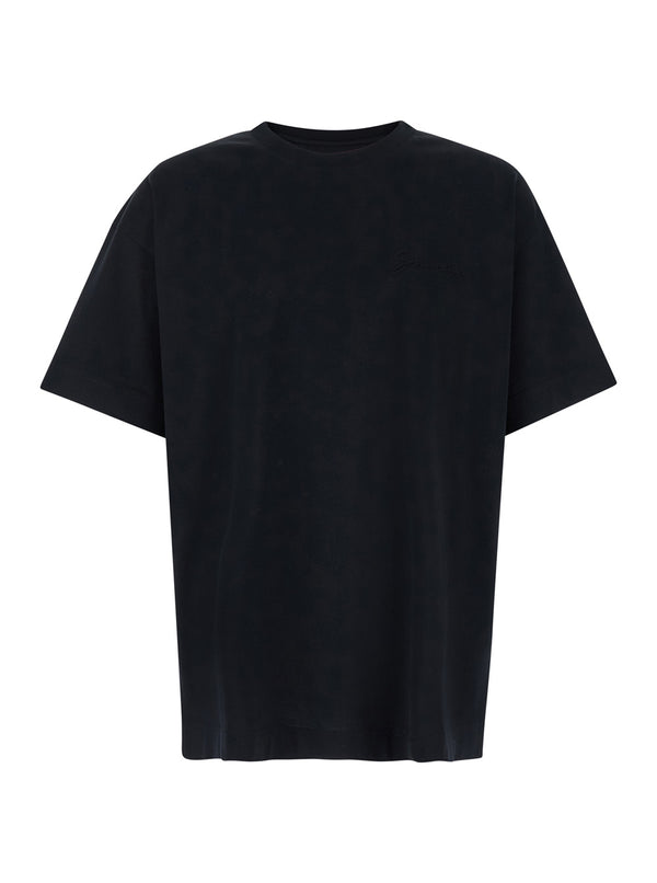 Black Crewneck T-Shirt With Logo Detail Cotton T-shirts