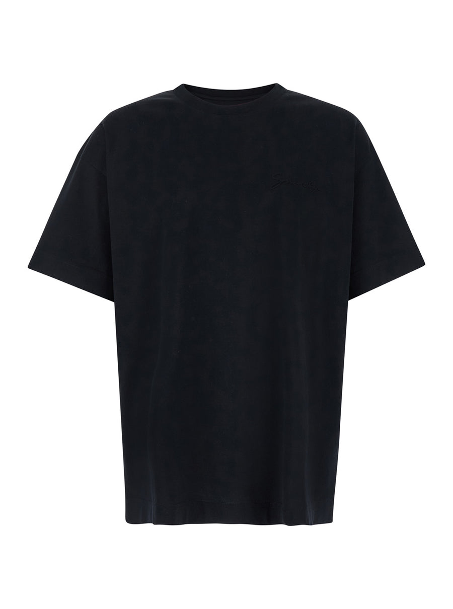 Black Crewneck T-Shirt With Logo Detail Cotton T-shirts