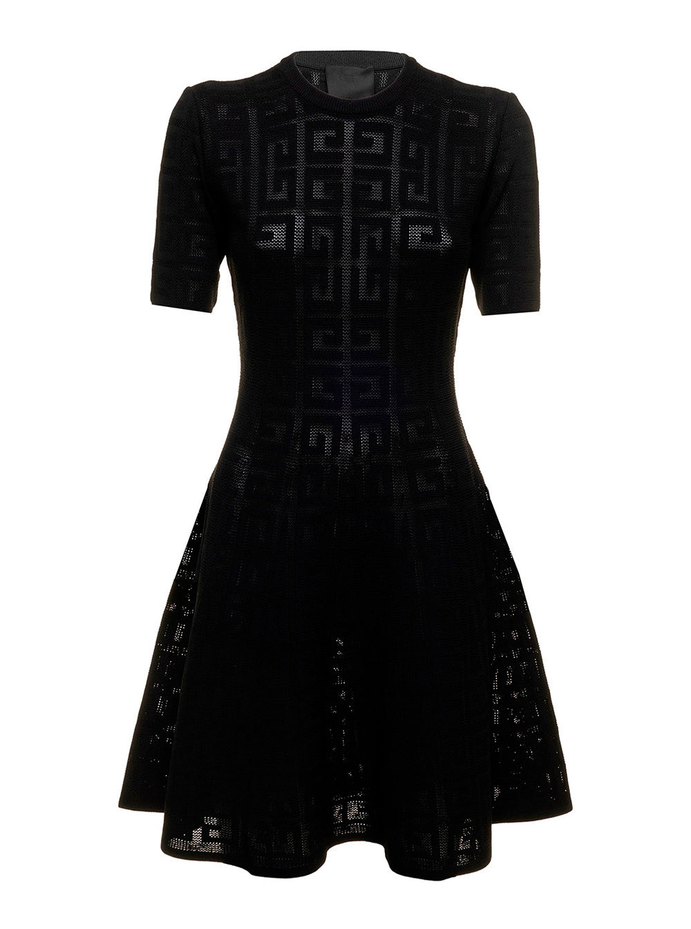 Givenchy Womans 4g Viscose Short Sleeved Black Dress Polyamide Polyester