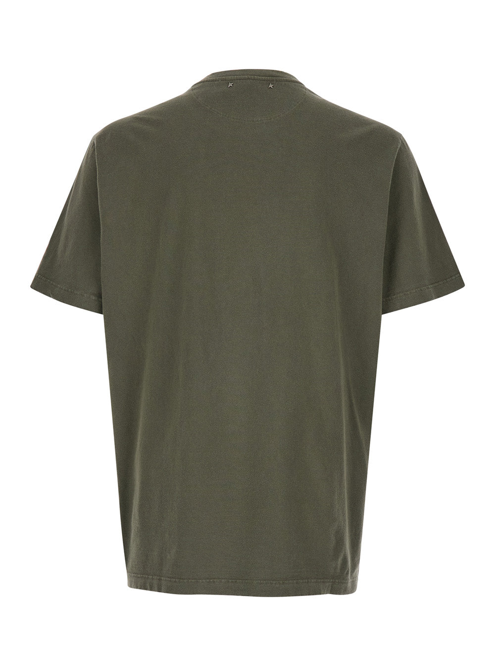 Green Crewneck T-Shirt With Logo On The Front And Patch Cotton Man Tshirts Polo Shirts