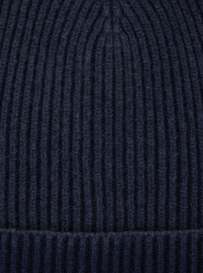 Blue Beanie Ribbed Wool Blend Woman Blu Polyamide Hats And Gloves