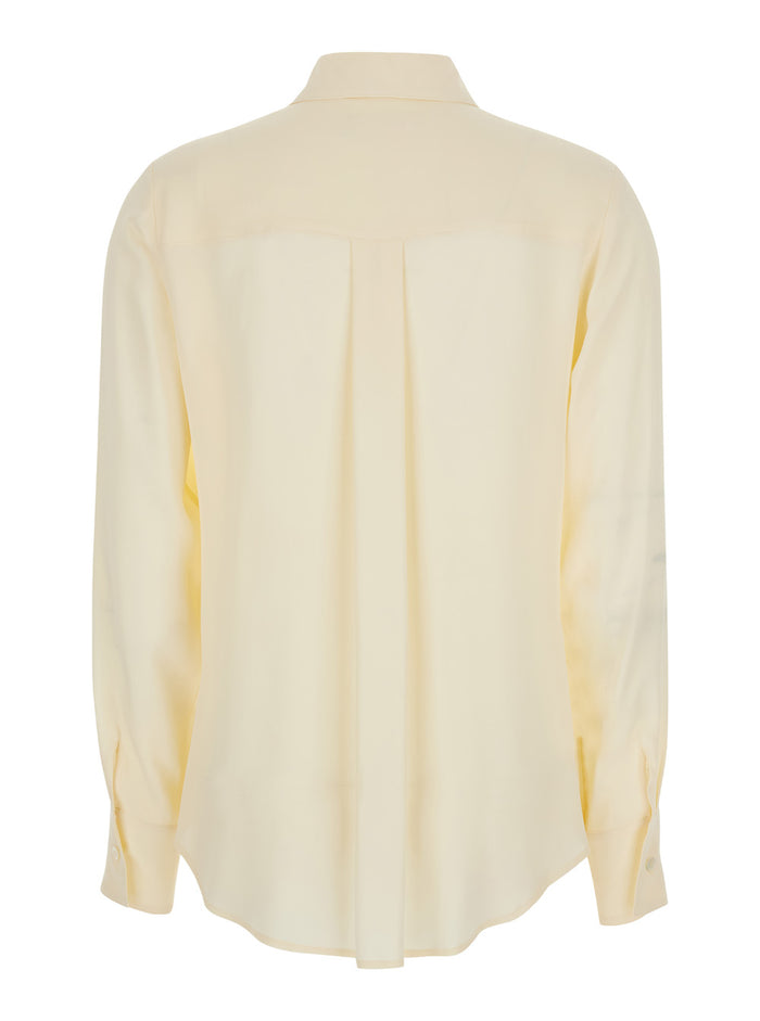 Beige Shirt With Pointed Collar Silk Blend Woman Acetate And Blouses