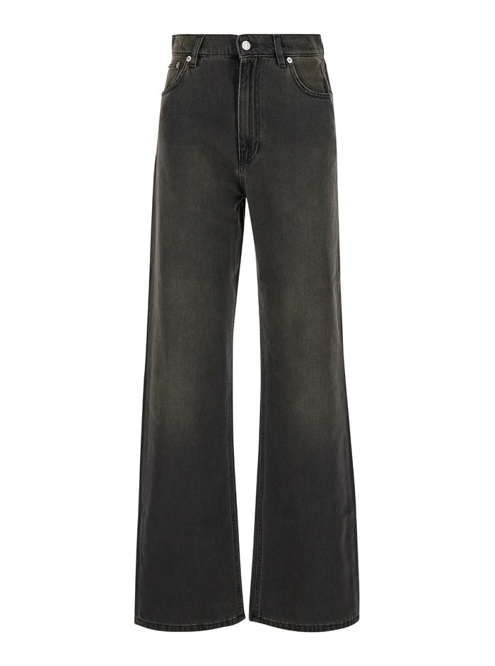Dark Grey High-Waisted Bootcut Jeans Denim Woman