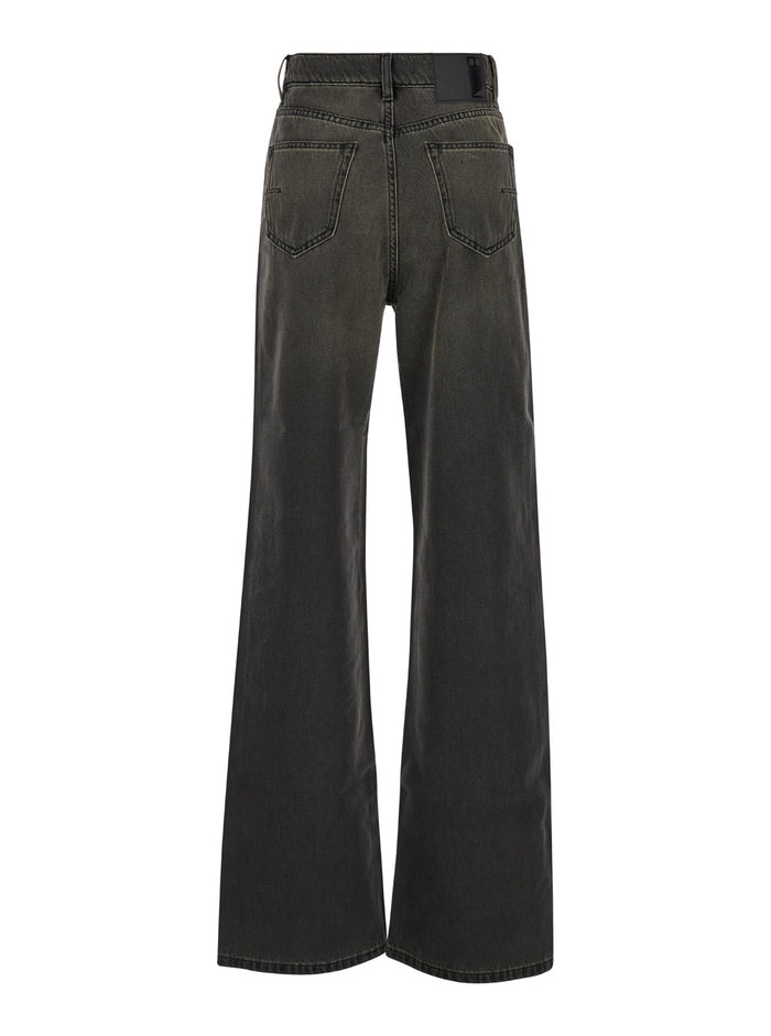 Dark Grey High-Waisted Bootcut Jeans Denim Woman