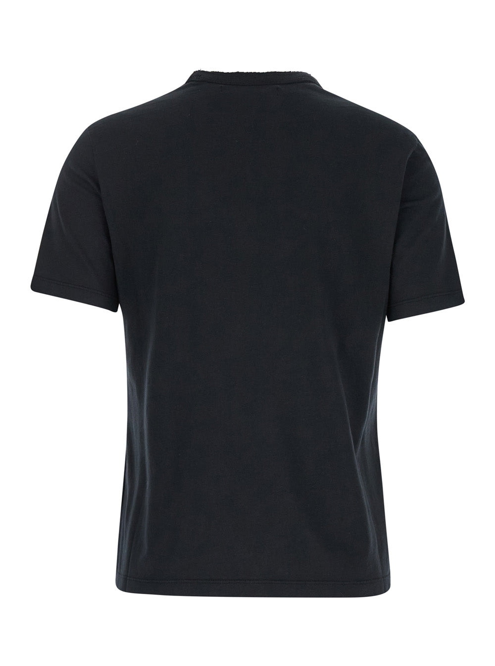Black Crewneck T-Shirt With Logo Patch On The Front Cotton Woman Tshirts And Polo Shirts