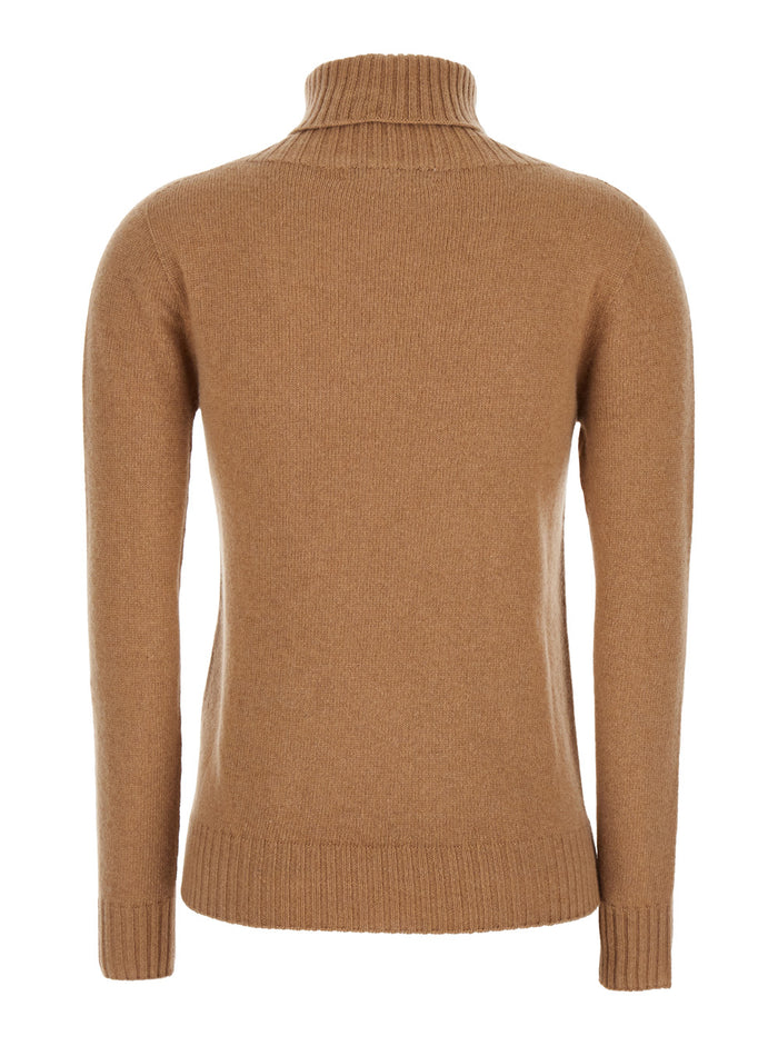 Beige Sweater With High Neck Cashmere Woman Jersey
