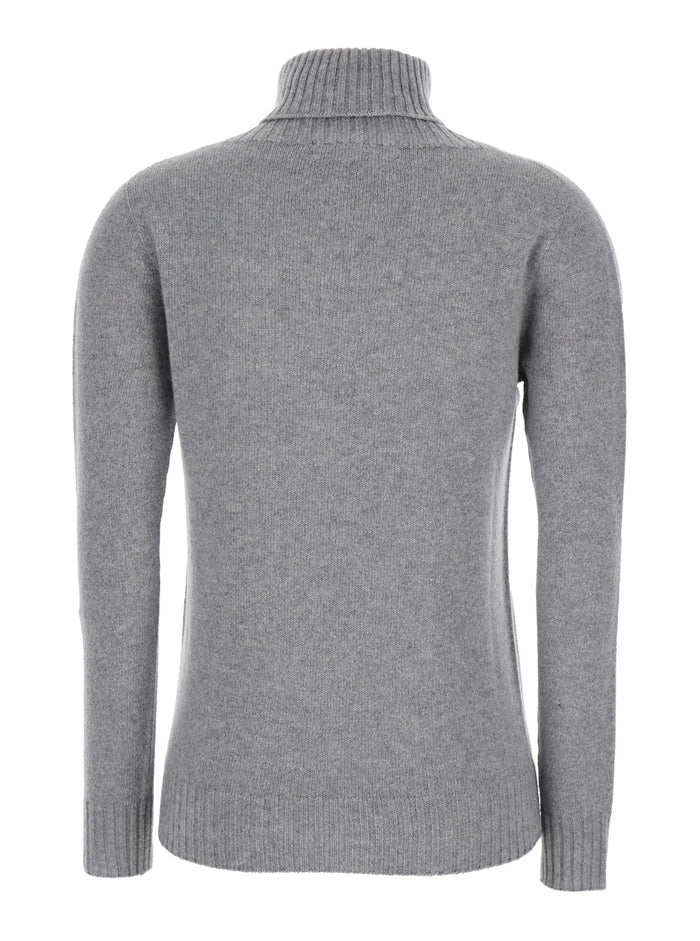 Brown Sweater With High Neck Cashmere Woman Grey Jersey