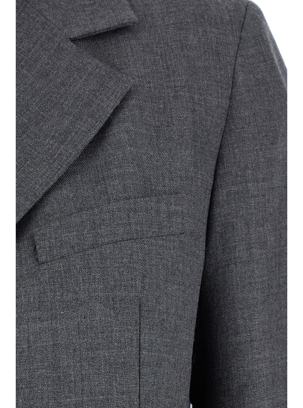 Grey Single-Breasted Suit With Notched Revers Wool Blend Stretch Woman Suits