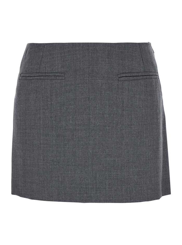 Grey Miniskirt With Zip Closure Wool Woman Virgin Skirt