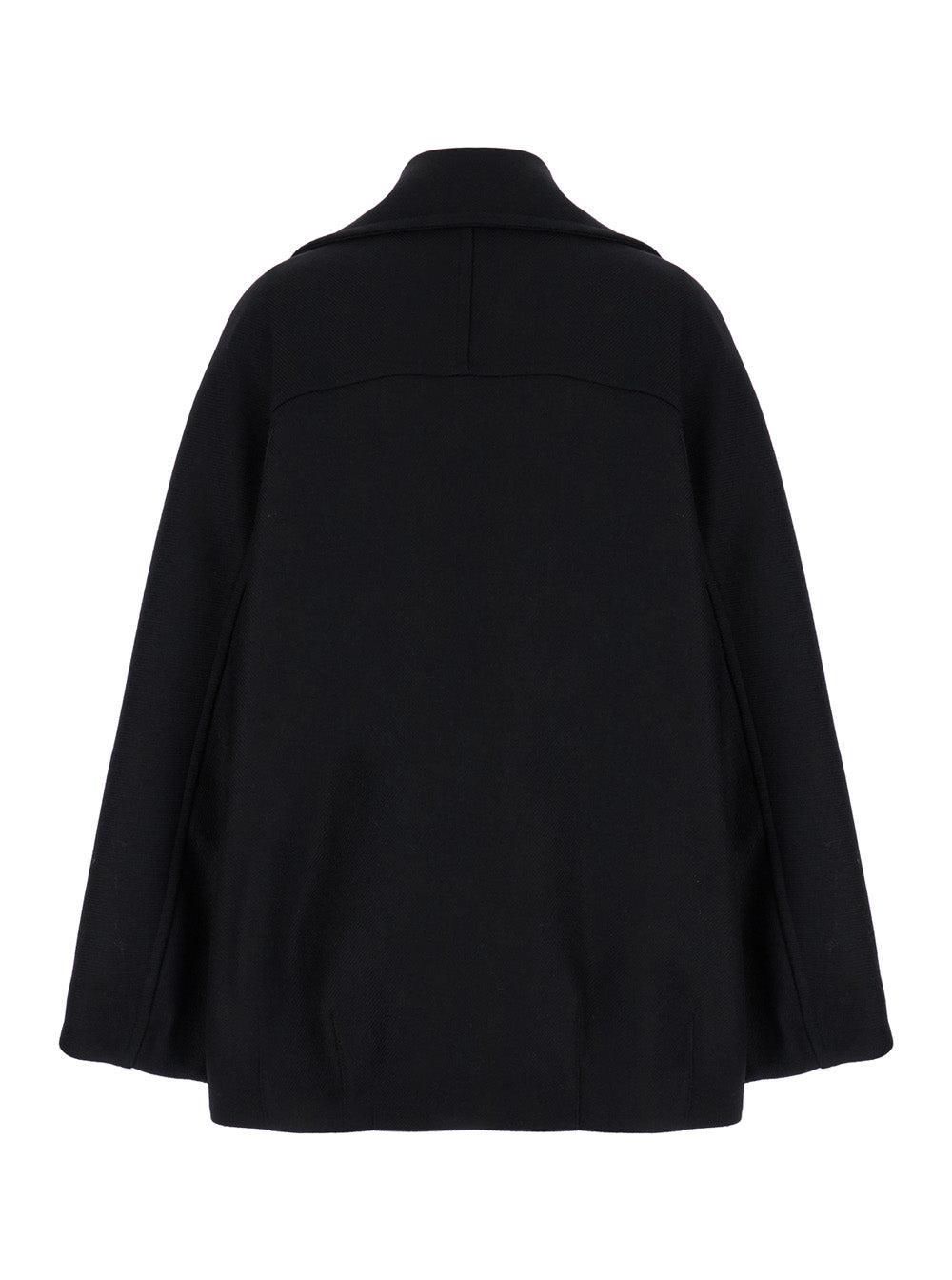 Black Oversize Double-Breasted Jacket Wool Woman Virgin Blazers