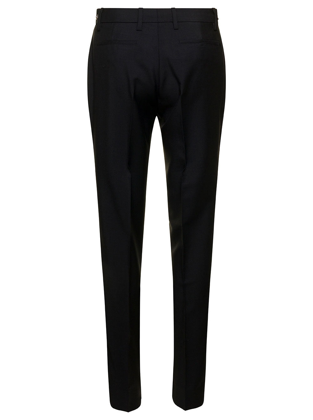 Black Slim Pants with Horsebit Detail in Mohair and Wool Woman Trousers