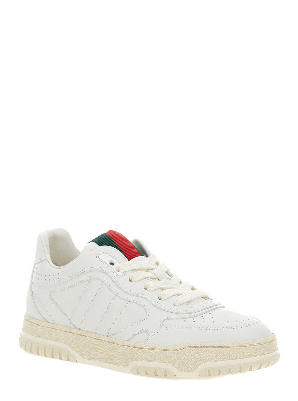 Re-Web White Low Top Sneakers with Web Detail and Embossing in Leather Woman Calf Skin