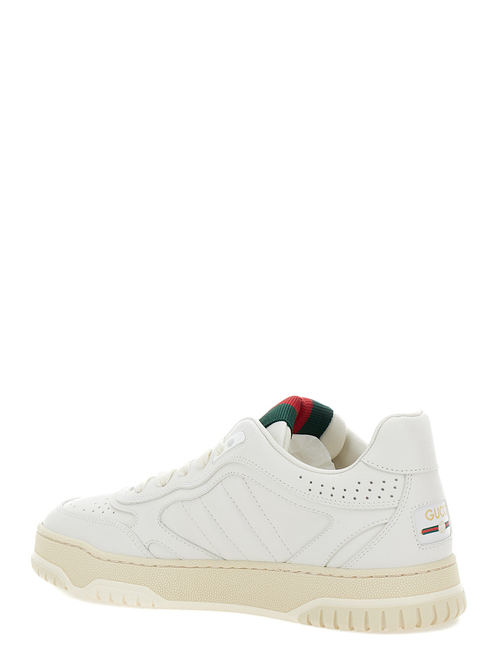 Re-Web White Low Top Sneakers with Web Detail and Embossing in Leather Woman Calf Skin