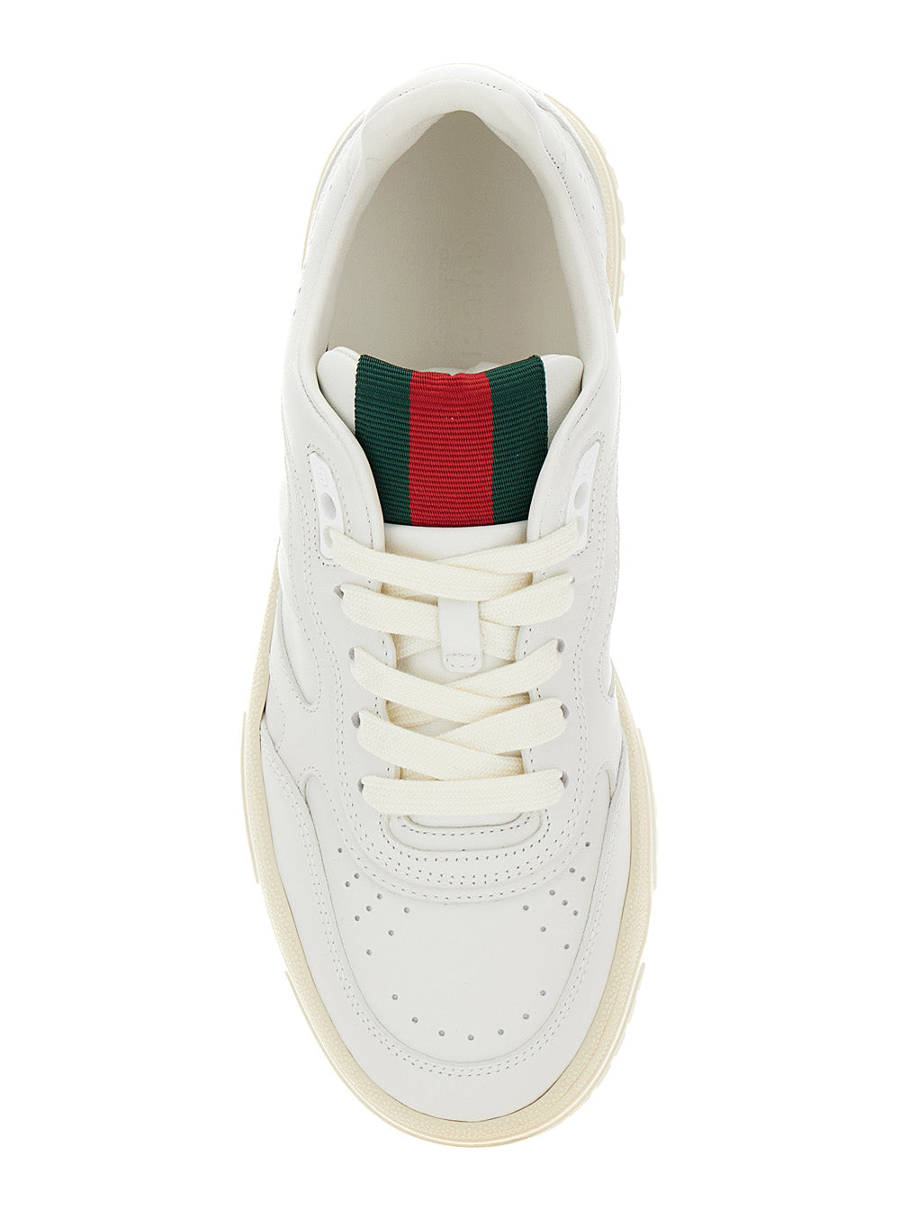 Re-Web White Low Top Sneakers with Web Detail and Embossing in Leather Woman Calf Skin