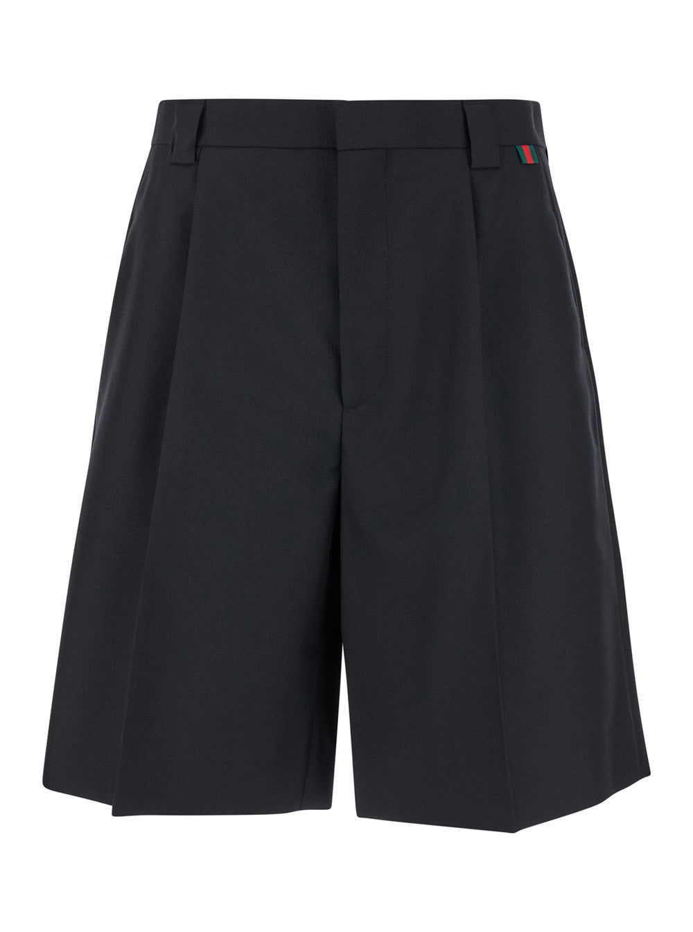Black Bermuda Shorts With Web Detail Wool Man And