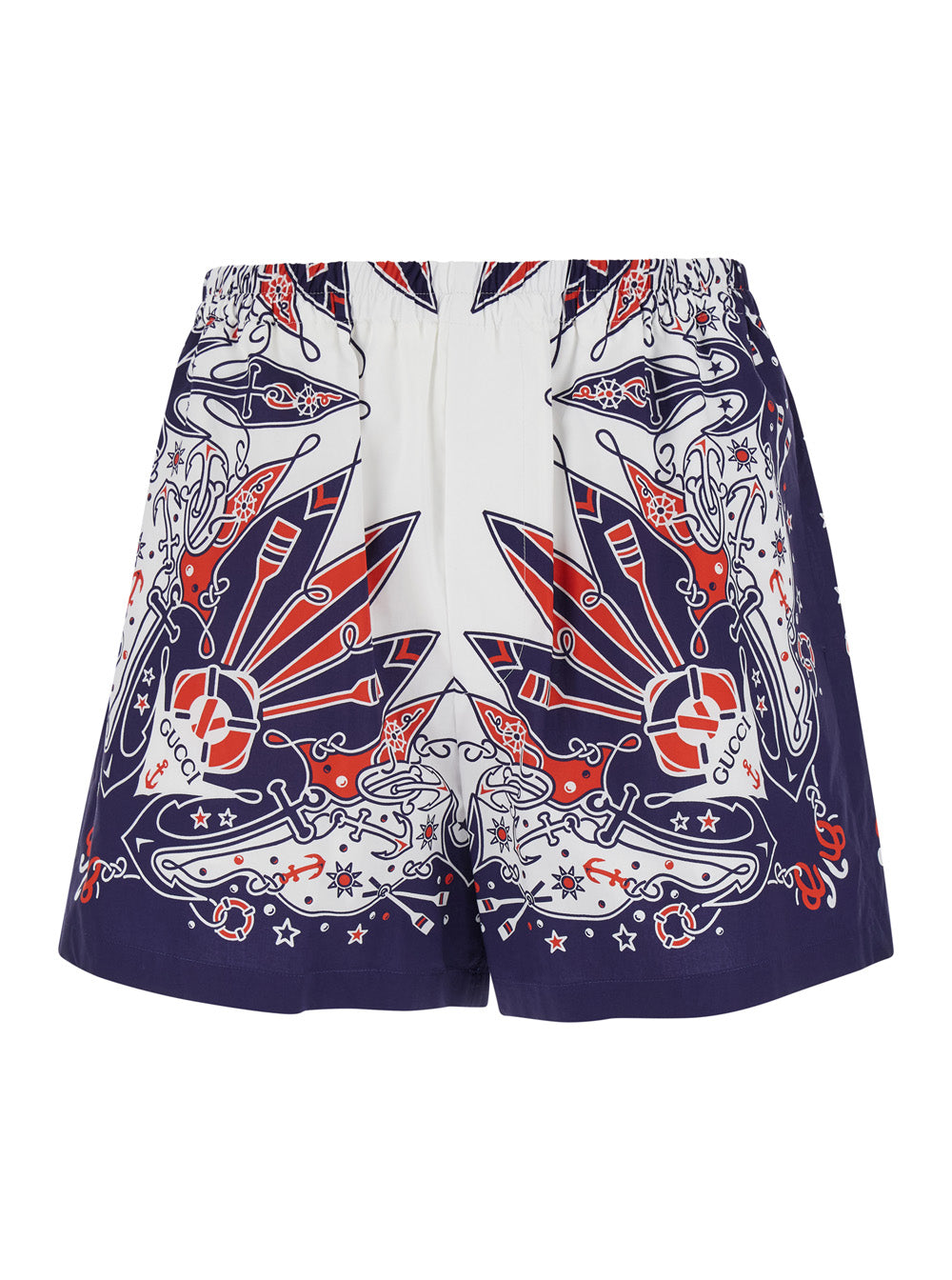 Blue Shorts with Gucci Bandana Print in Cotton Man Multicolor And Bermuda