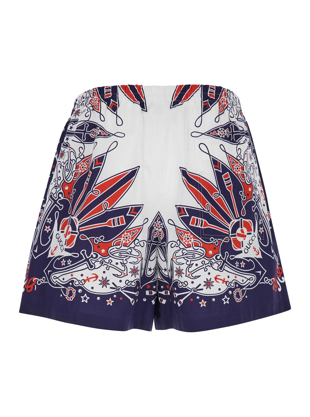 Blue Shorts with Gucci Bandana Print in Cotton Man Multicolor And Bermuda