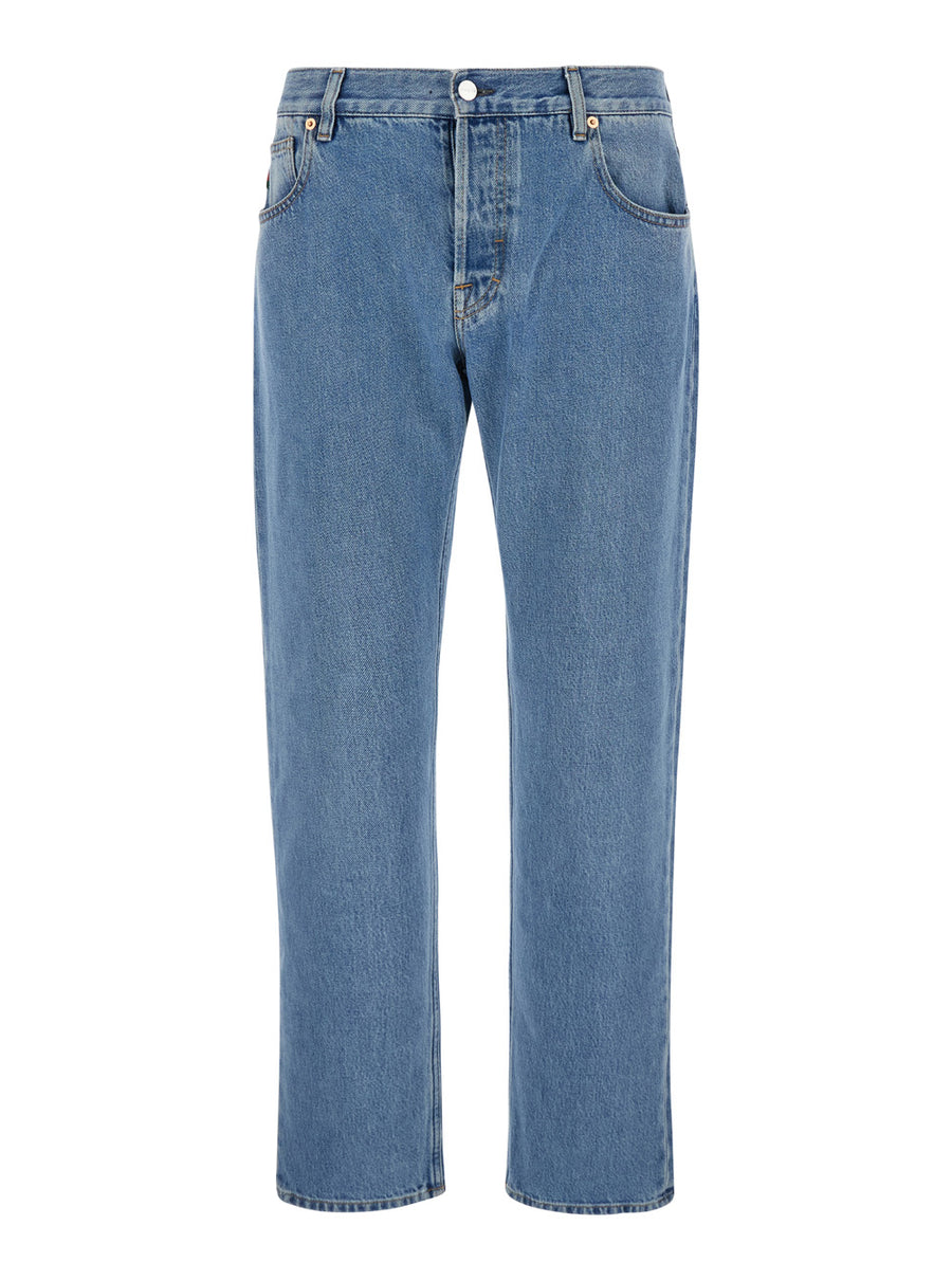 Jeans Blue Washed Denim With Gucci Rossa Ancora Patch Light Fabric