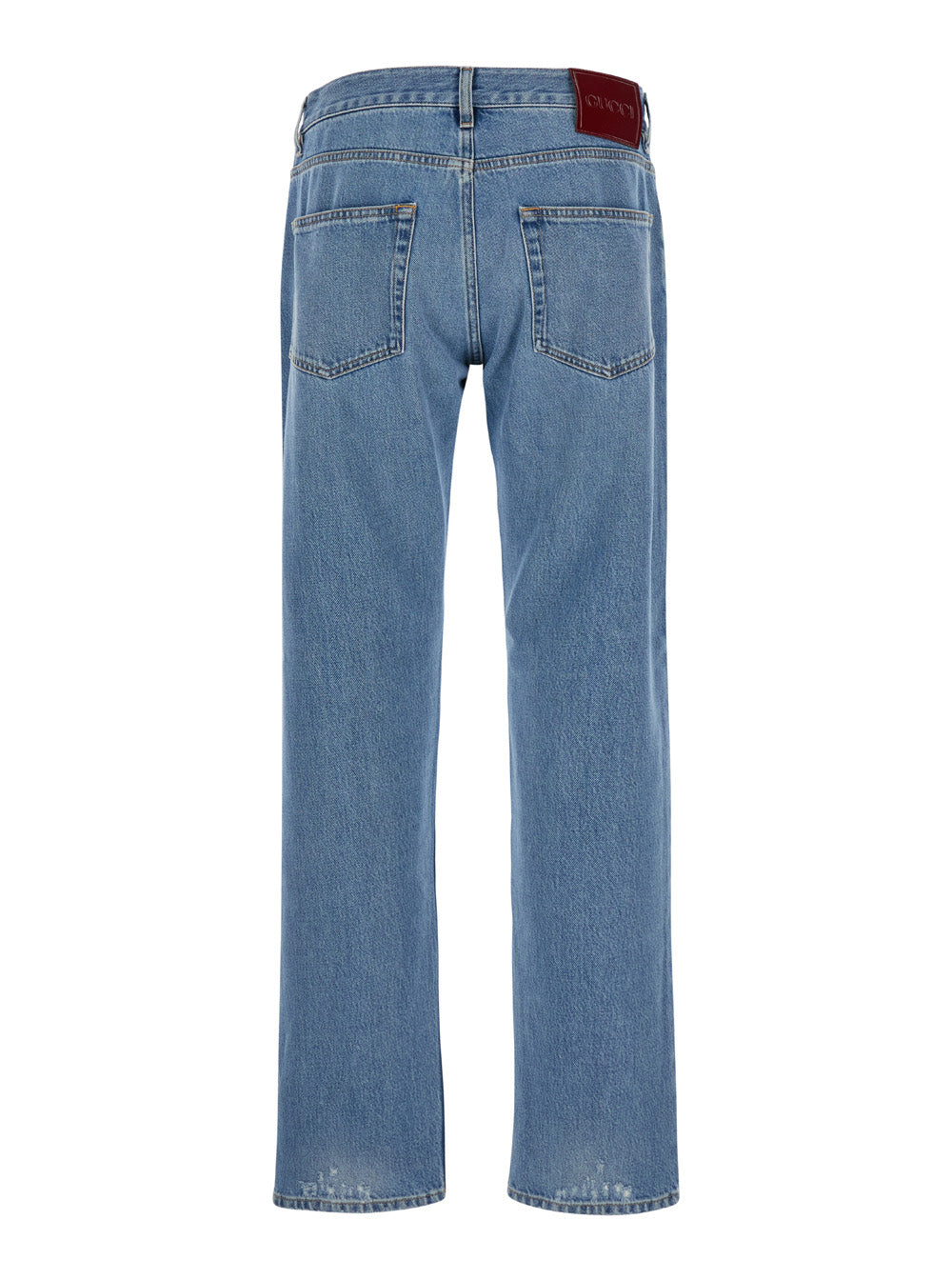 Light Blue Jeans With Gucci Rossa Ancora Patch Washed Denim Woman Blu Fabric