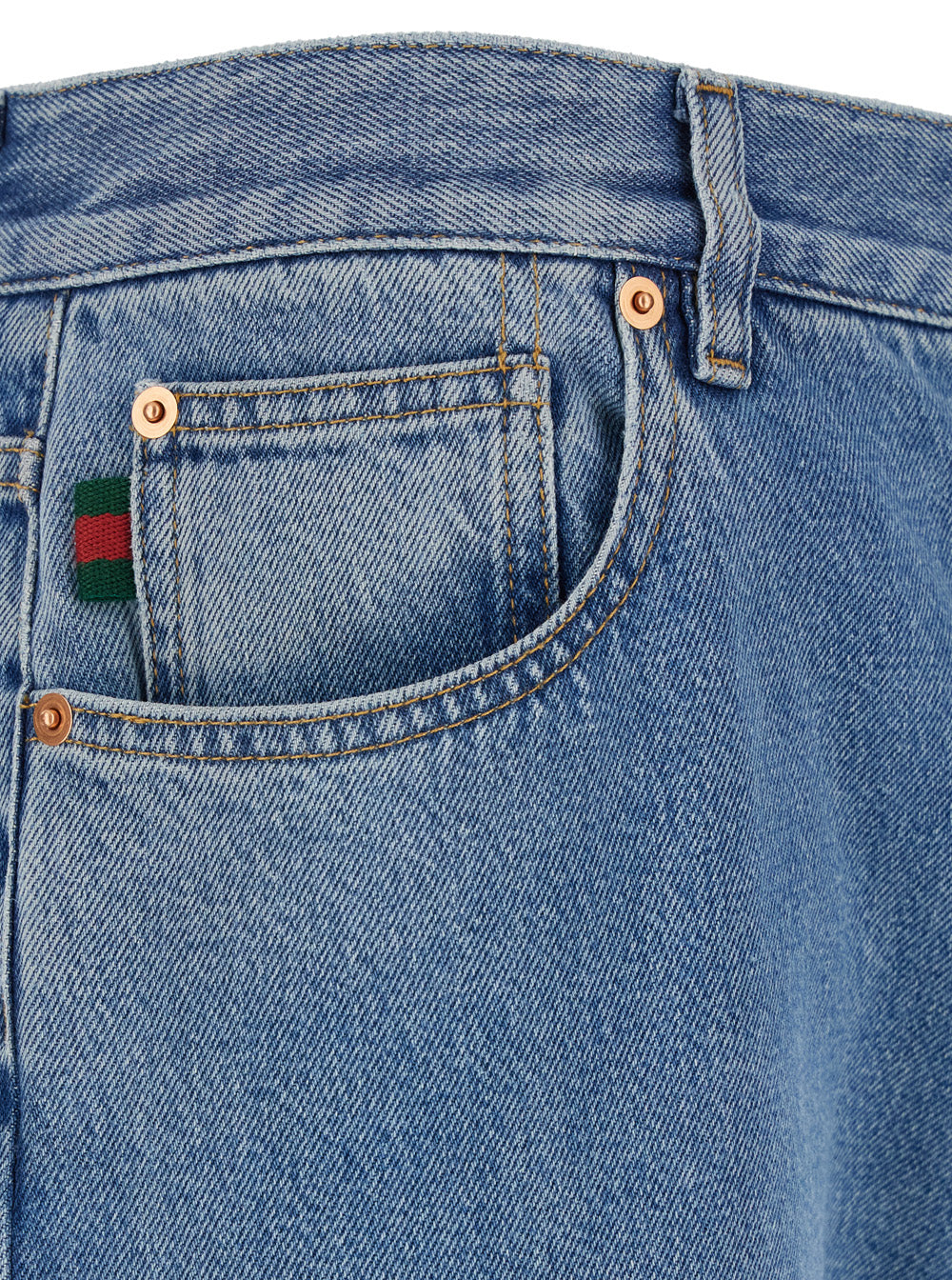 Light Blue Jeans With Gucci Rossa Ancora Patch Washed Denim Woman Blu Fabric