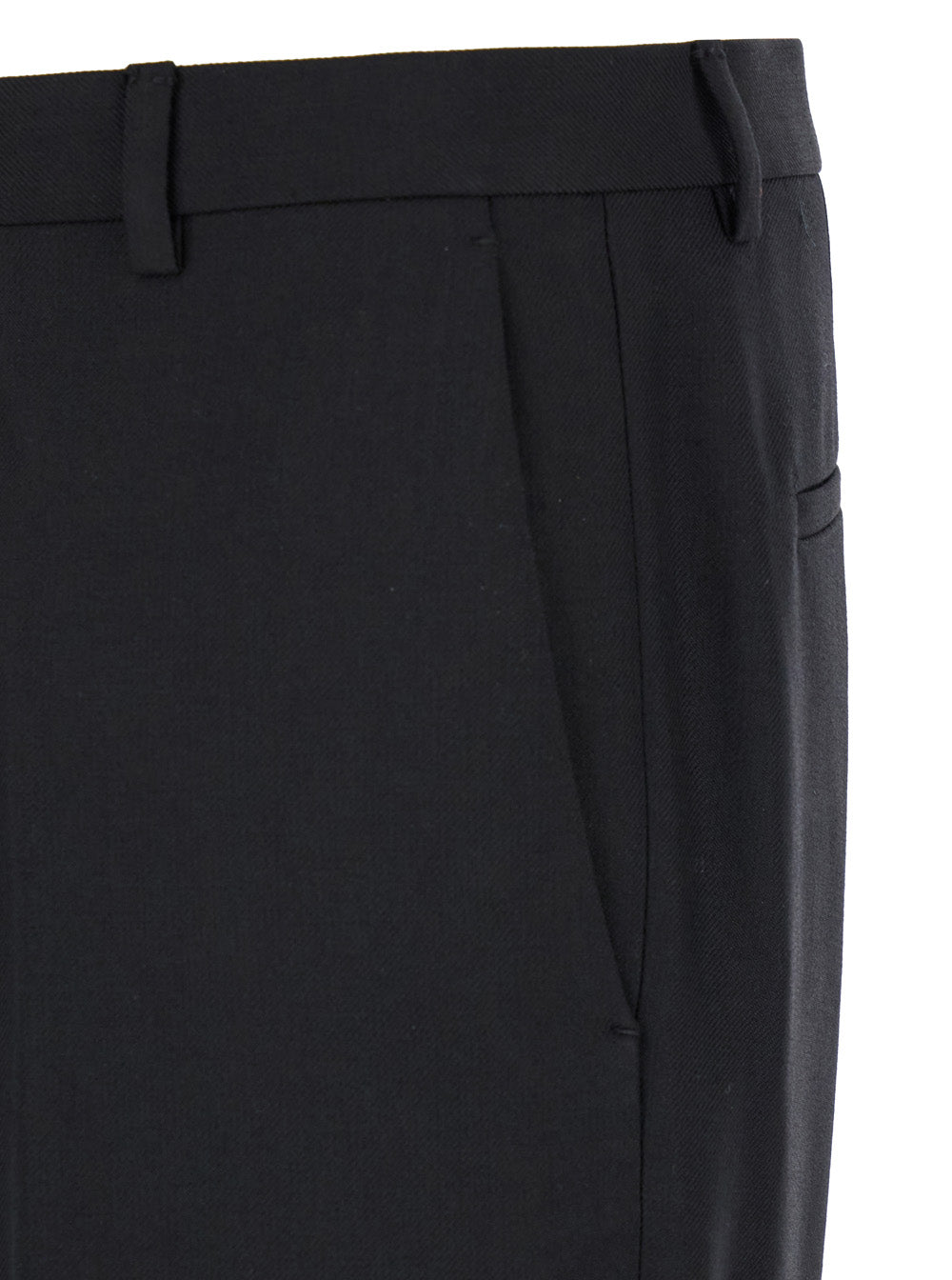 Black Tailored Pants with Tonal Logo Lettering in Wool Man Trousers