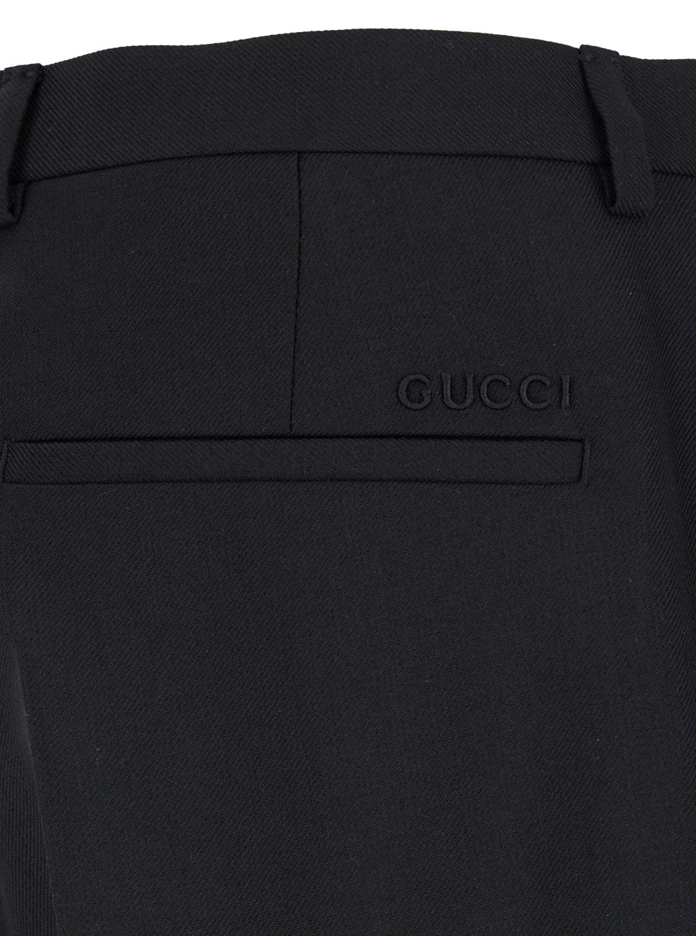 Black Tailored Pants with Tonal Logo Lettering in Wool Man Trousers