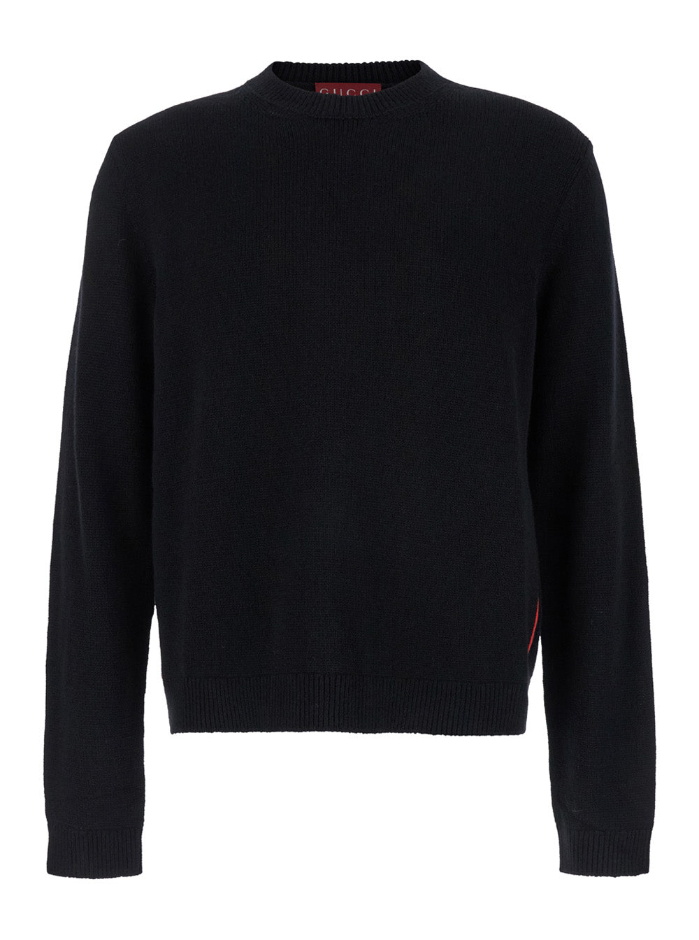 Black Crewneck Sweater with Web Detail in Cashmere Man Fabric Jersey
