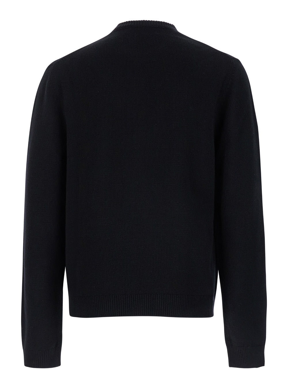 Black Crewneck Sweater with Web Detail in Cashmere Man Fabric Jersey