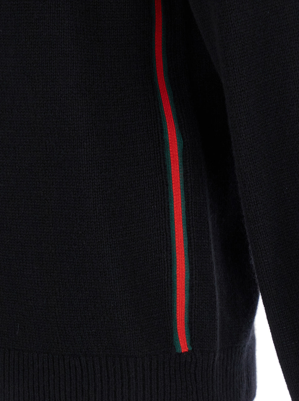 Black Crewneck Sweater with Web Detail in Cashmere Man Fabric Jersey