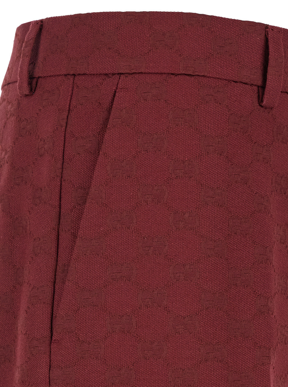 Bordeaux Straight Pants with GG Motif in Cotton Man Trousers