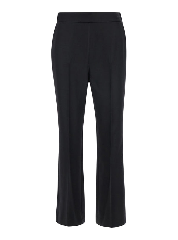 Black Flared Pants With Pences Wool Trousers
