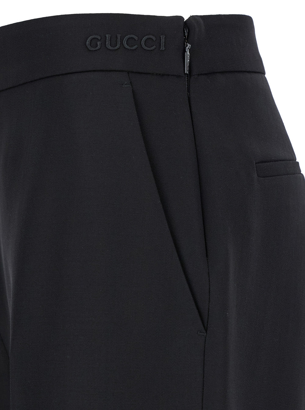 Black Flared Pants with Pences in Wool Woman Trousers