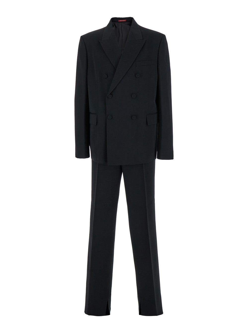 Black Double-Breasted Suit with G Detail in Wool Man Suits