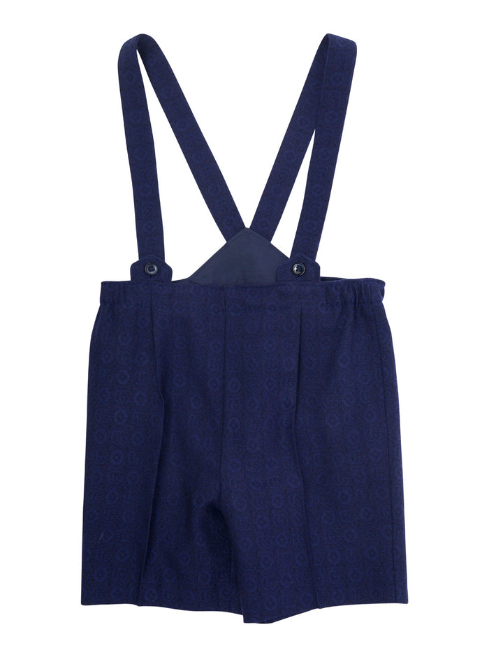 Blue Dungarees With All-Over Logo Print Fabric Baby Blu Jumpsuits