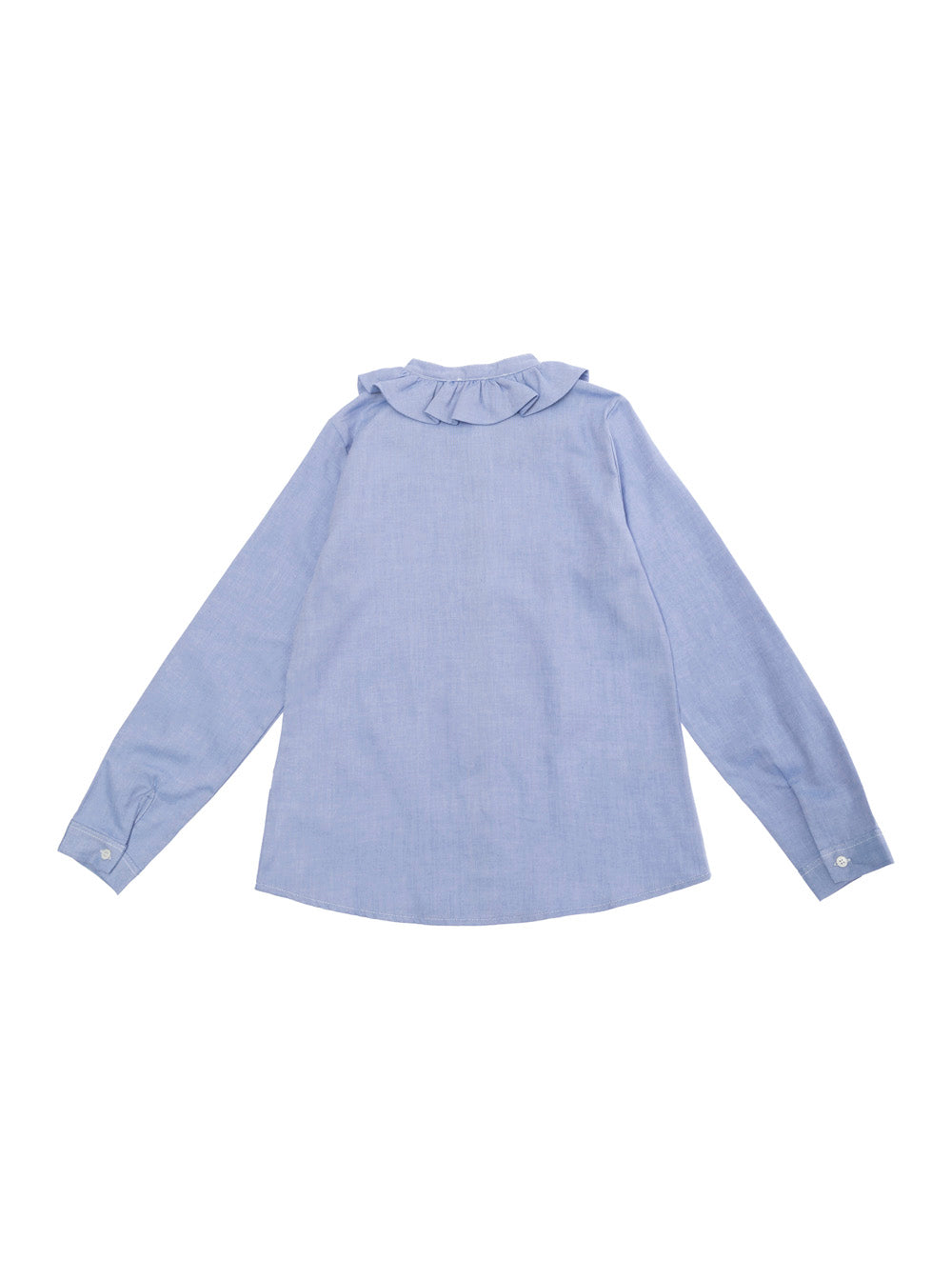 Light-Blue Ruffle Shirt Cotton Girl Light Blue And Blouses