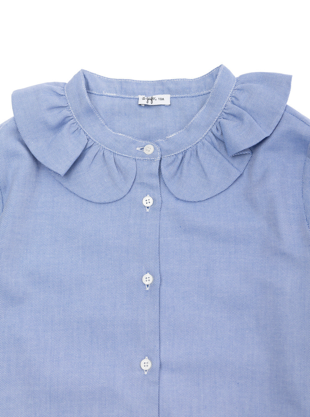 Light-Blue Ruffle Shirt Cotton Girl Light Blue And Blouses