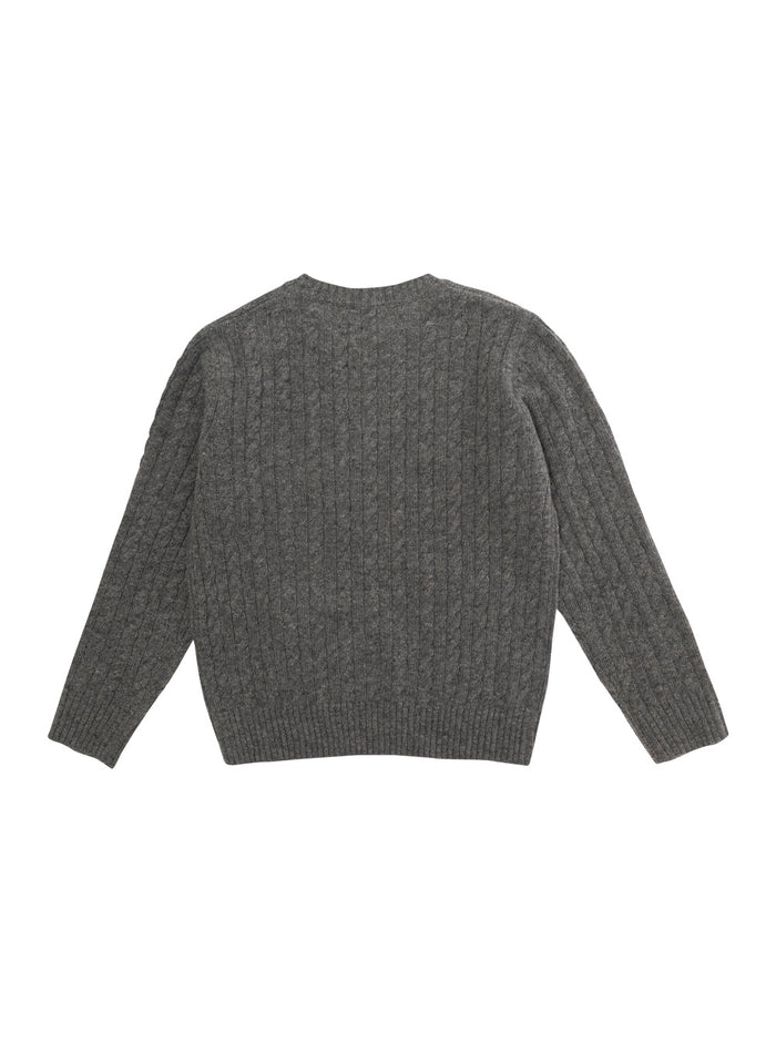 Grey Crewneck Sweater Wool Boy Virgin Jersey