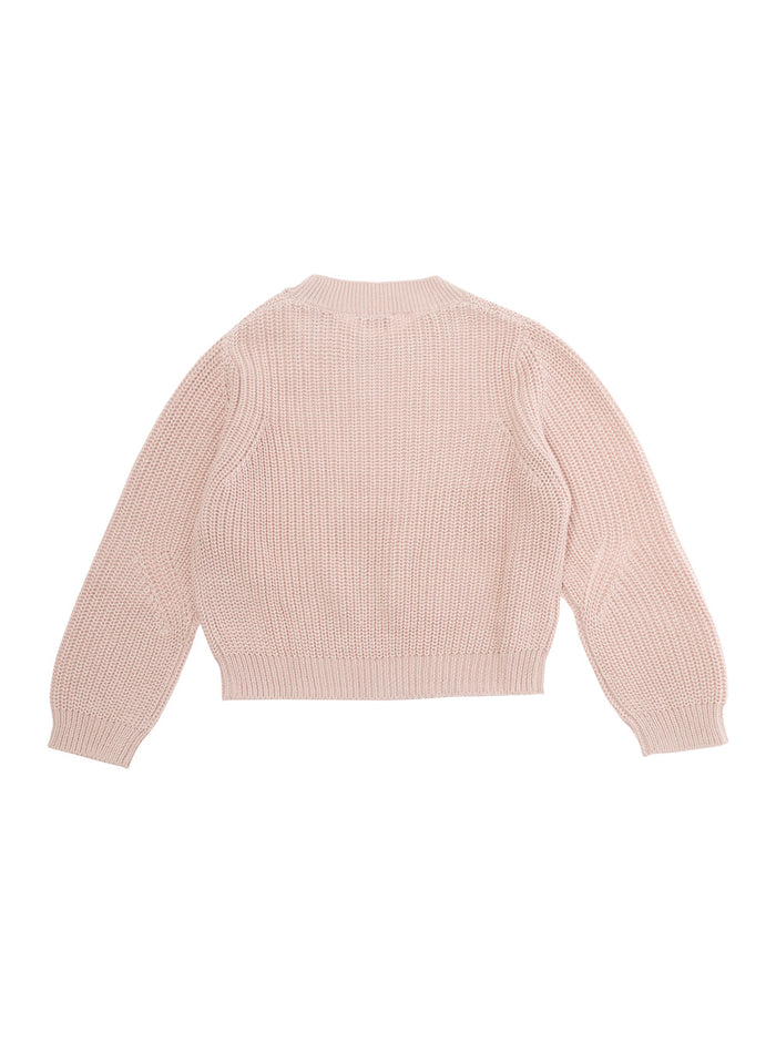 Pink Crewneck Sweater Cotton Girl Jersey