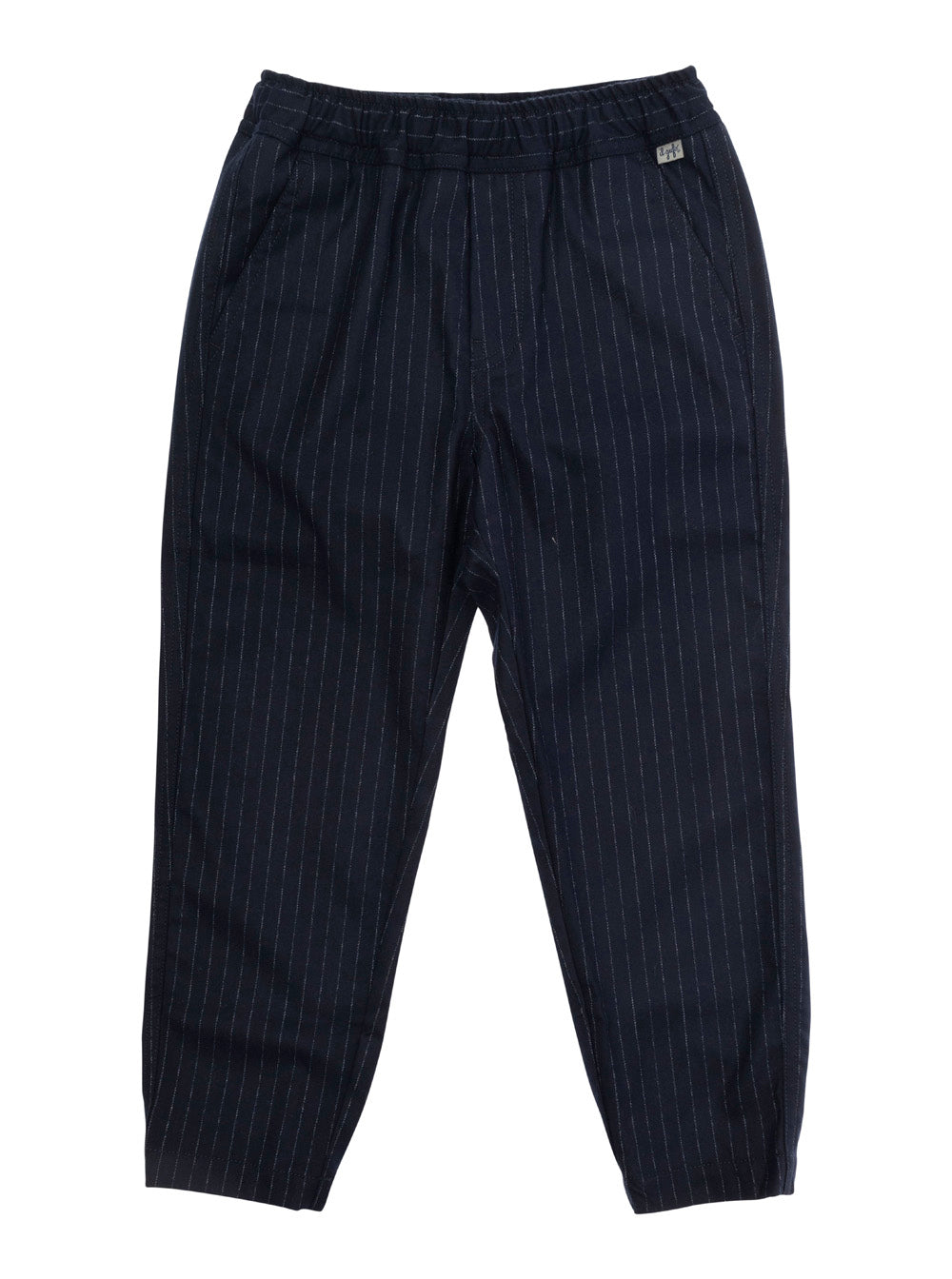 Blue Pants With Logo Lettering On The Front And All-Over Striped Motif Viscose Blend Stretch Boy Blu Polyester Elastane Trousers