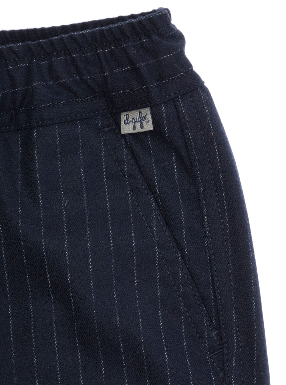 Blue Pants With Logo Lettering On The Front And All-Over Striped Motif Viscose Blend Stretch Boy Blu Polyester Elastane Trousers